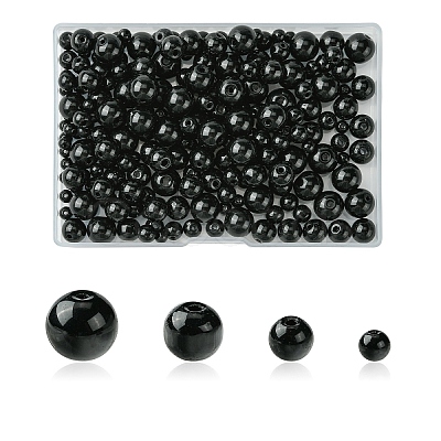 230Pcs 4 Styles Glass Round Bead Strands GLAA-YW0003-74-1