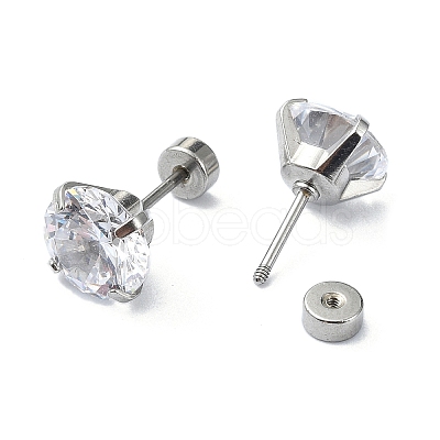 304 Stainless Steel Crystal Rhinestone Ear False Plugs STAS-C089-04E-P-1