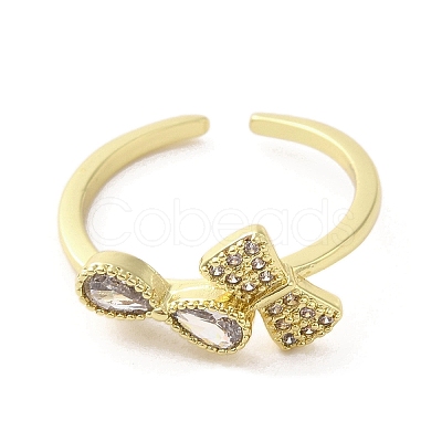 Rack Plating Brass Micro Pave Cubic Zirconia Finger Ring RJEW-C072-33E-G-1