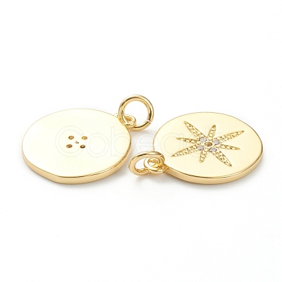Brass Micro Pave Clear Cubic Zirconia Pendants ZIRC-P200-18A-G-1