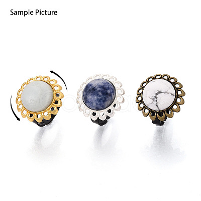 Adjustable Flower Alloy & Iron Bezel Cup Ring Base with Rotatable Tray MAK-T012-08S-1