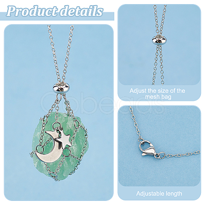 6Pcs 2 Color Brass Macrame Pouch Braided Gemstone Holder Pendant Necklace Making NJEW-AB00024-1