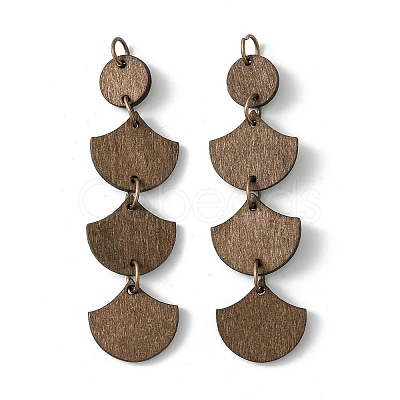 Flat Round & Fan Poplar Wood Big Pendants WOOD-G019-03B-1