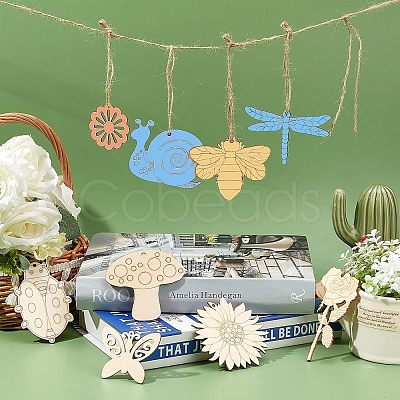 90Pcs 9 Styles Wood Cutouts Ornaments WOOD-NB0005-15-1