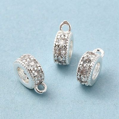 Rack Plating Brass Micro Pave Cubic Zirconia Tube Bails KK-E081-08S-1