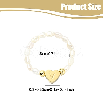 Natural Freshwater Pearl & 304 Stainless Steel Bead Finger Rings RJEW-FS00001-22-1