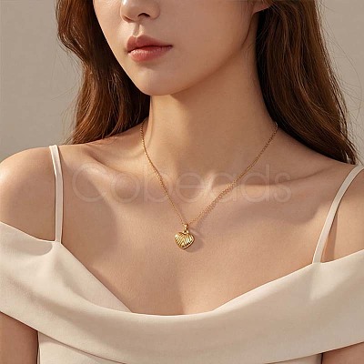304 Stainless Steel Textured Heart Pendant Necklaces for Women WG102CD-01-1