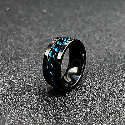 304 Stainless Steel Rotatable Chain Finger Rings for Men FS-WG60CA3-50-1