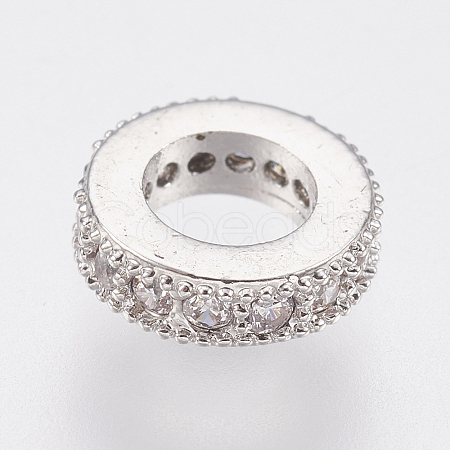 Brass Micro Pave Cubic Zirconia Rondelle European Beads LS-ZIRC-F083-094P-RS-1