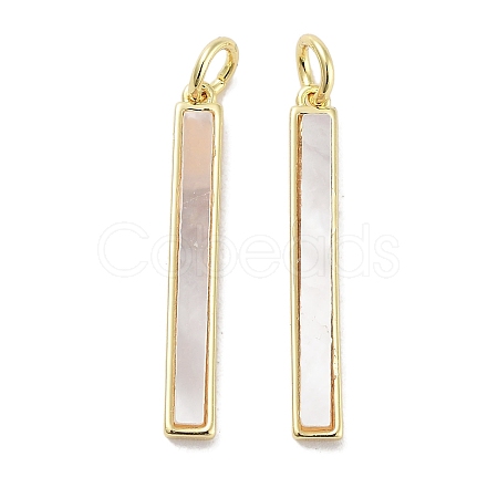 Brass Pave Natural Shell Pendants KK-C051-18G-1