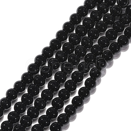 Synthetic Black Stone Beads Strands G-G088-4mm-1