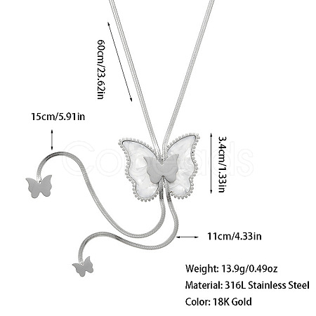 Bohemian Style 304 Stainless Steel with Acrylic Lariat Necklaces for Women FS-WG34D78-06-1