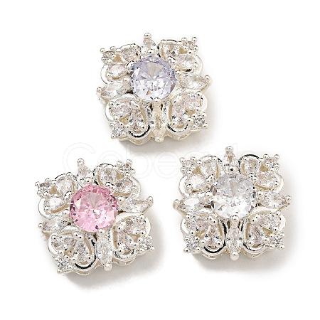 Brass Micro Pave Cubic Zirconia Beads KK-U037-03P-1