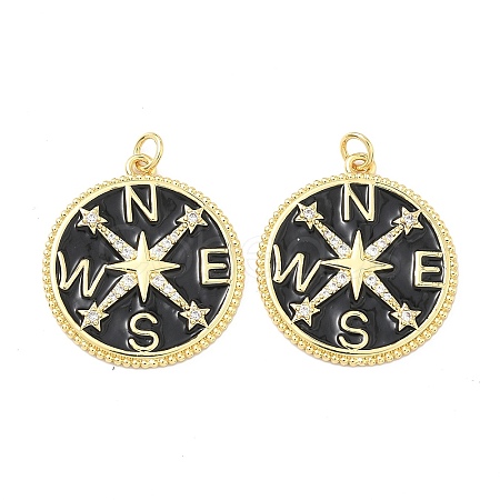 Eco-Friendly Brass Micro Pave Clear Cubic Zirconia Enamel Pendants ZIRC-C024-01G-01-1-1