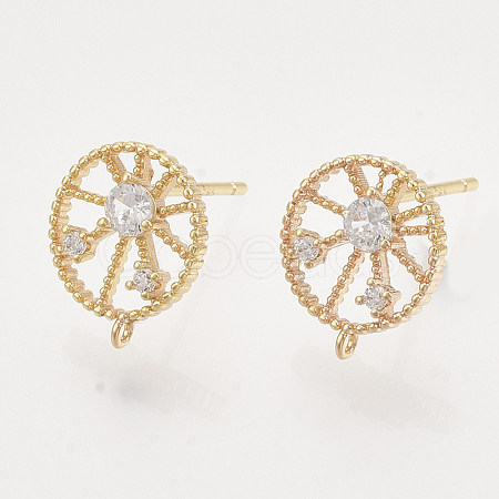 Brass Cubic Zirconia Stud Earring Findings KK-T048-014G-NF-1