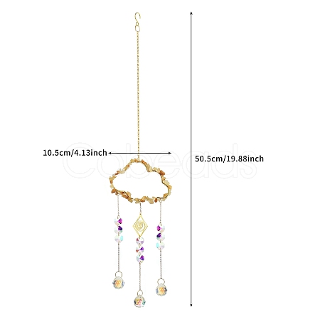 Alloy Cloud with Natural Yellow Quartz Chips Beaded Hanging Pendant Decorations PW-WG24607-01-1