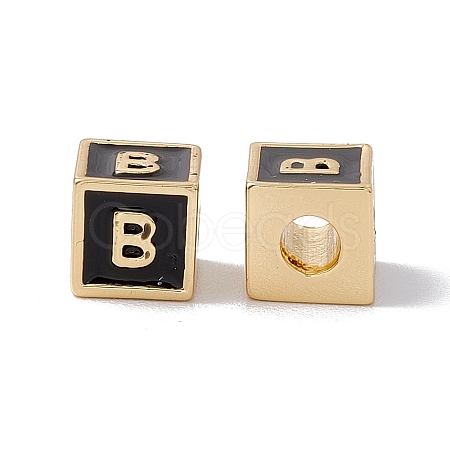 Rack Plating Brass Enamel Beads KK-B060-04G-01B-1