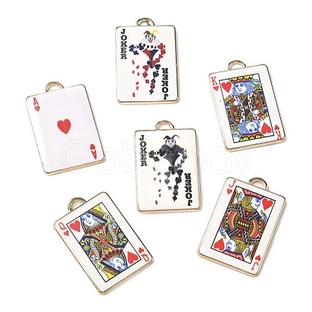 Printed Alloy Enamel Pendants ENAM-P265-01G-M-1