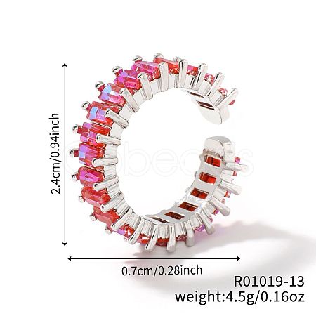 Brass Glass Cuff Rings ZQ1341-12-1
