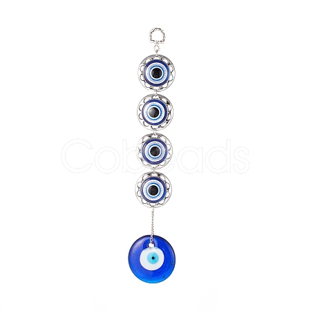 Handmade Lampwork & Resin Evil Eye Pendant Decorations HJEW-C001-02-1