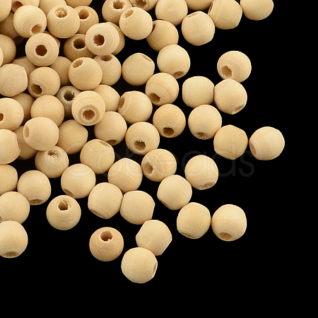 Round Unfinished Wood Beads WOOD-R253-12-LF-1