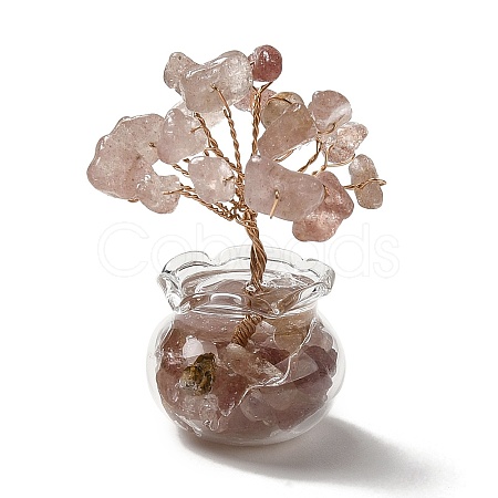 Natural Strawberry Quartz Chips Tree Decorations DJEW-Z007-02B-1
