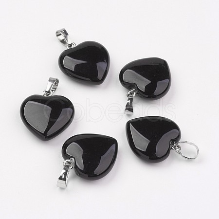 Natural Black Agate Pendants G-G956-B04-FF-1