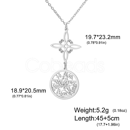 Witch Knot 304 Stainless Steel Hollow Pendant Necklaces for Women FS-WGCB0A9-11-1