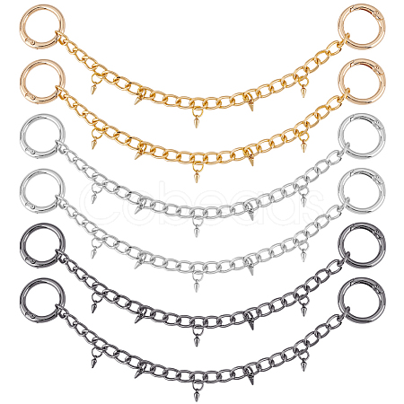 6Pcs 3 Colors Aluminium Chains Boot Strap Chains HJEW-GA00030-1