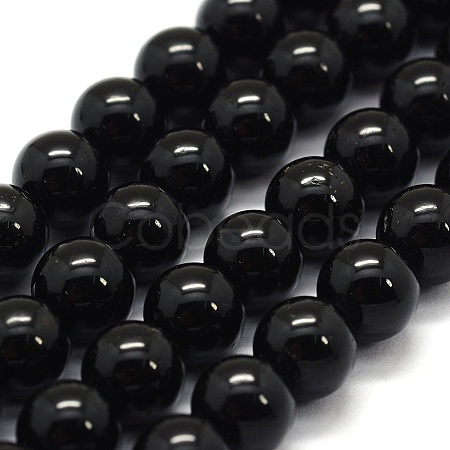Natural Black Tourmaline Beads Strands G-G763-01-4mm-A-1