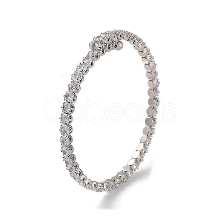 Brass Micro Pave Cubic Zirconia Cuff Bangles BJEW-D039-08P-1