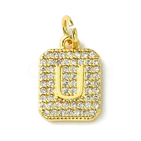 Rack Plating Brass Micro Pave Clear Cubic Zirconia Charms KK-G501-01U-G-1