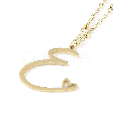 304 Stainless Steel Pendant Necklaces NJEW-H029-02G-E-1
