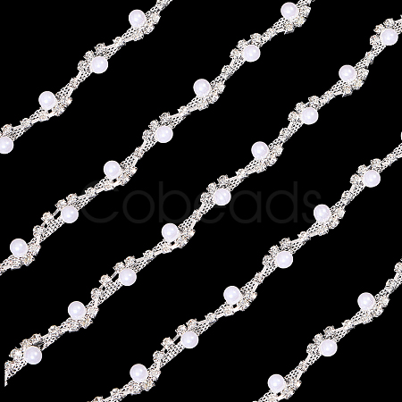 1 Yard Brass Crystal Rhinestone Cup Chain with Imitation Pearl OCOR-GL0001-08B-1