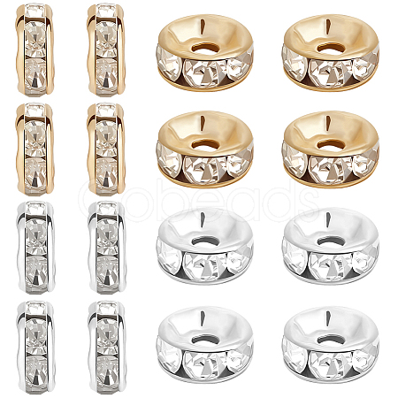 100Pcs 2 Colors Brass Rhinestone Spacer Beads KK-BBC0016-01-1