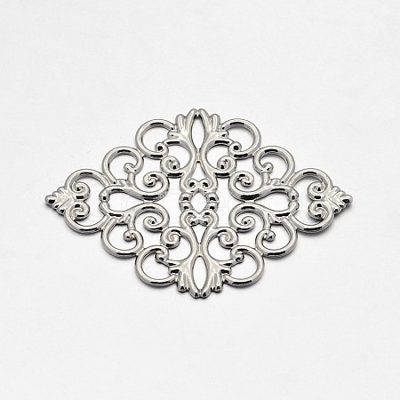 Brass Rhombus Filigree Findings X-KK-L056-02P-1