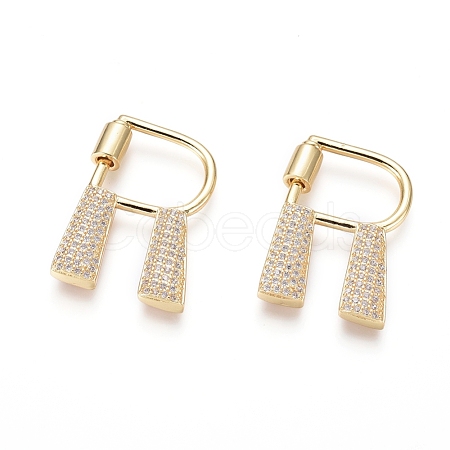 Brass Micro Pave Cubic Zirconia Screw Carabiner Lock Charms KK-I033-01G-R-1