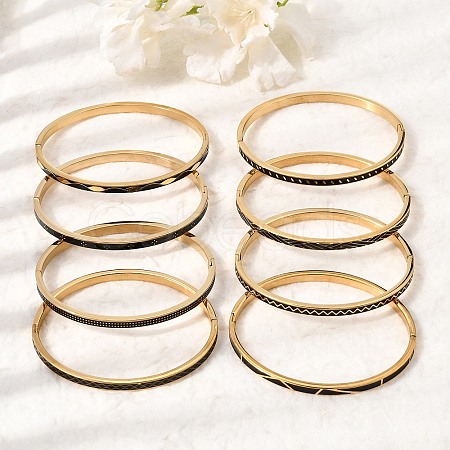 304 Stainless Steel Enamel Hinged Cuff Bangles for Women SA-CBAC920-15G-02-1