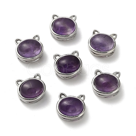 Brass Pave Natural Amethyst Multi-Strand Links KK-D366-01P-G-1
