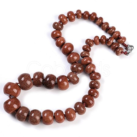 Synthetic Goldstone Rondelle Graduated Beaded Necklaces for Women Men NJEW-K388-02H-1