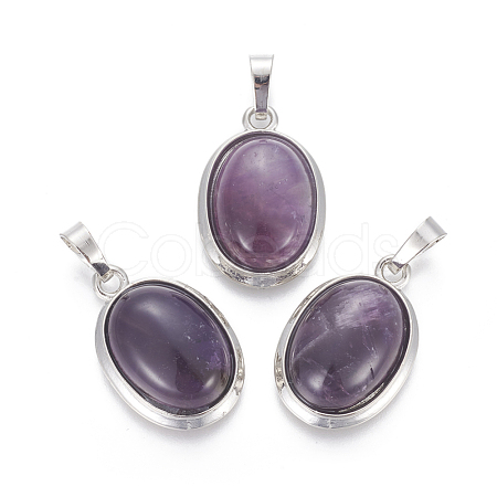 Natural Amethyst Pendants G-L512-D09-1