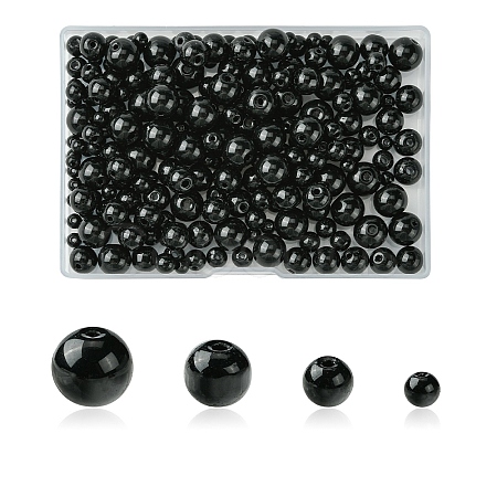 230Pcs 4 Styles Glass Round Bead Strands GLAA-YW0003-74-1