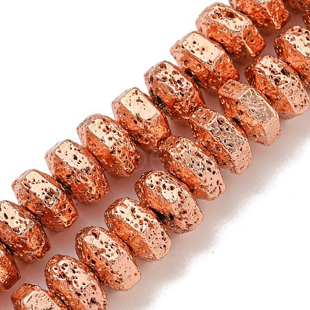 Electroplated Natural Lava Rock Beads Strands G-I360-G01-03-1