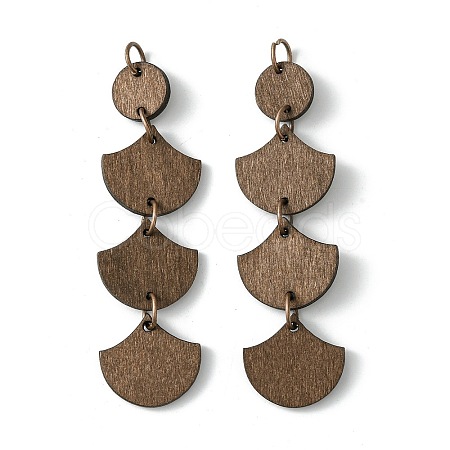 Flat Round & Fan Poplar Wood Big Pendants WOOD-G019-03B-1