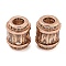 Rack Plating Brass Micro Pave Cubic Zirconia European Beads, Long-Lasting Plated, Lead Free & Cadmium Free, Column, Rose Gold, Saddle Brown, 11.5x10mm, Hole: 4.5mm