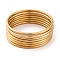 7Pcs PVD Vacuum Plating 304 Stainless Steel Bangles Set for Women, Golden, 2mm, Inner Diameter: 2-1/8 inch(5.5cm)