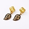 Aluminum Hair Braid Rings Pendants, with Alloy Leaf Shape Pendants, Hair Clip Headband Accessories, Antique Golden & Golden, 35mm