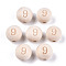 Unfinished Natural Wood European Beads, Large Hole Beads, Laser Engraved Pattern, Round with Number, Num.9, 15~16x14~15mm, Hole: 4mm