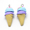 Handmade Polymer Clay Pendants, Ice Cream, Turquoise, 37~40x14~16mm, Hole: 2mm