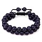 Synthetic Blue Goldstone Braided Bead Bracelet, Double Layer Gemstone Adjustable Bracelet for Women, Inner Diameter: 2-1/8~3 inch(5.3~7.5cm) 